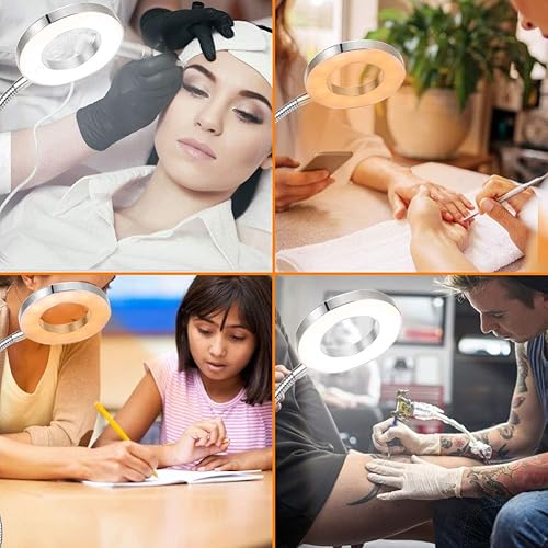 Miniatura 2 de LAVEN - Lámpara de escritorio, luz de extensión de pestañas, lámpara LED de clip de 7 W, luz USB para el cuidado de los ojos, lámpara de cama,