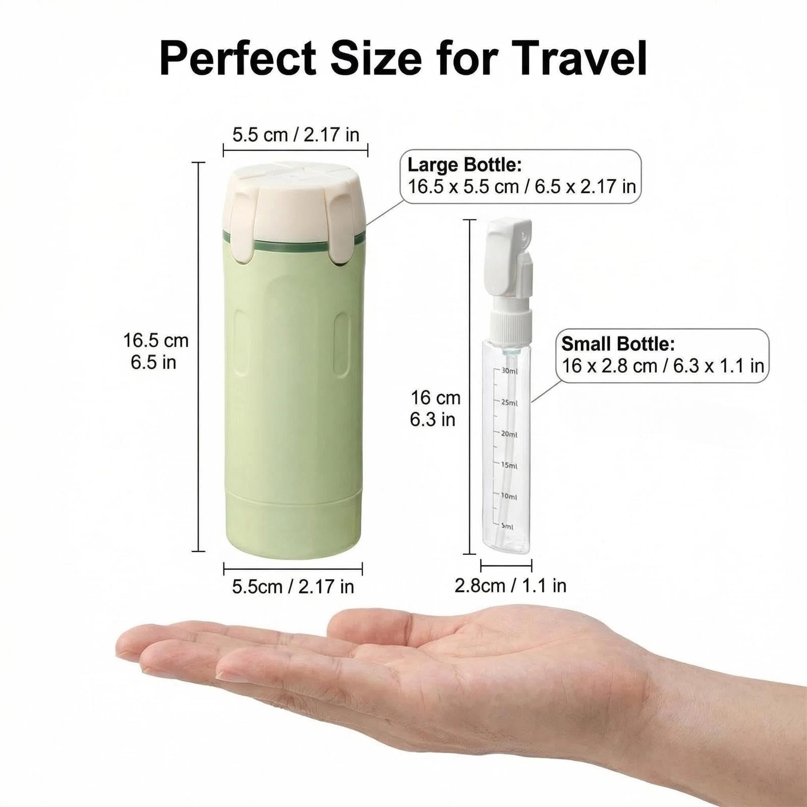 Générique 4 in 1 Travel Dispenser with Scale & Label, Clear Portable Dispenser Bottles, Multipurpose Travel Toiletry Containers, Travel Toiletries Bottle Set for Gym Bag Weekends Away (White+Green)