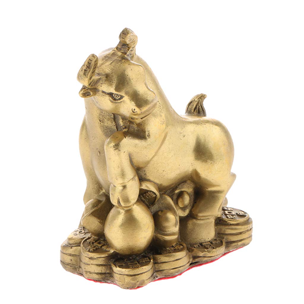 Messing Chinesische Tierkreiszeichen Sternzeichen Figur Tierfigur Feng Shui Reichtum Glücksbringer Ornamente - Ochse