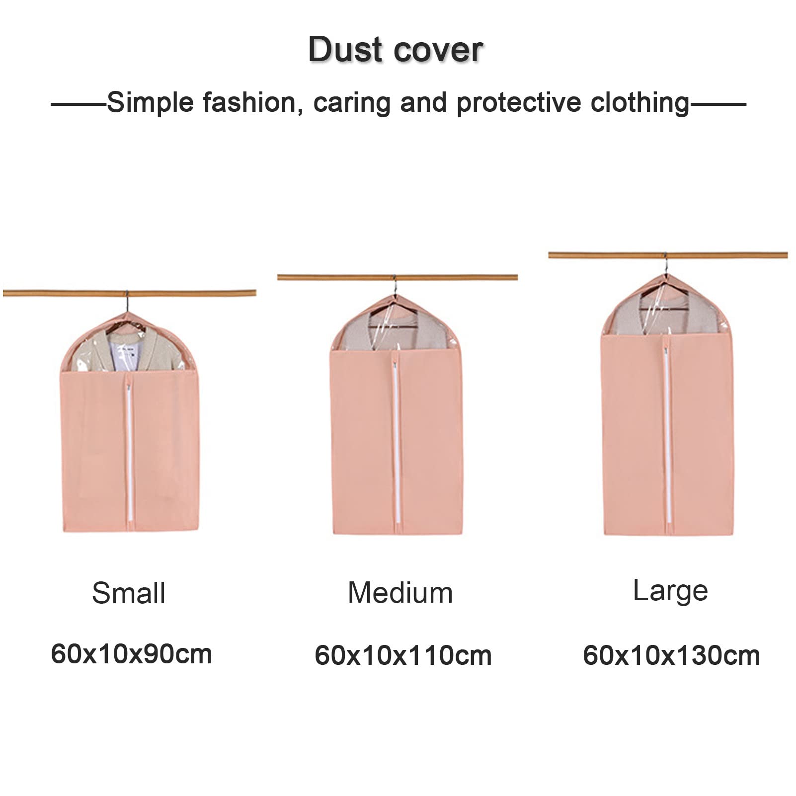 Bolsas protectoras de almacenamiento para colgar, fundas de ropa con cremallera,r en armario, viajes, adecuadas para trajes, abrigos, chaquetas, jerseys, etc., negro-60x110cm (gris 60x110cm)