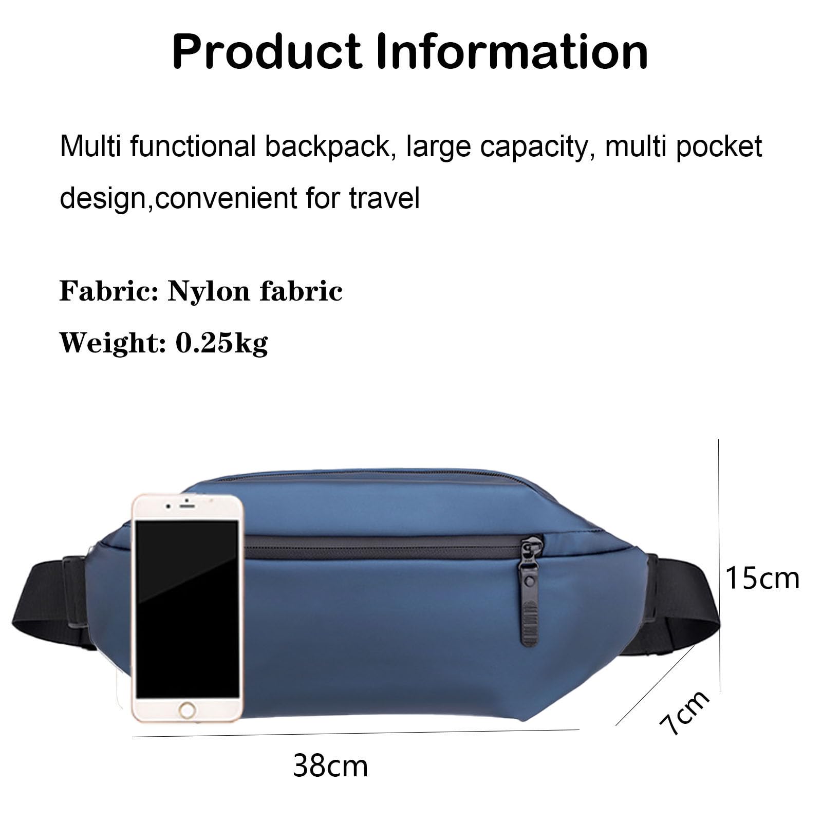YISILINYX Waterproof Waist Bag Bumbags,Nylon 4 Pockets BumBags Unisex Fanny Pack Bag with Bottle Holder for Sport Travel Hiking Cycling,Hiking,Fitness,Running,Bike Travel (Blue) - Image 2