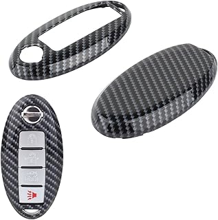 TOMALL Carbon Fiber Replacement Key Fob Cover Shell for Nissan Armada Murano Rogue Maxima Altima Sedan Pathfinder