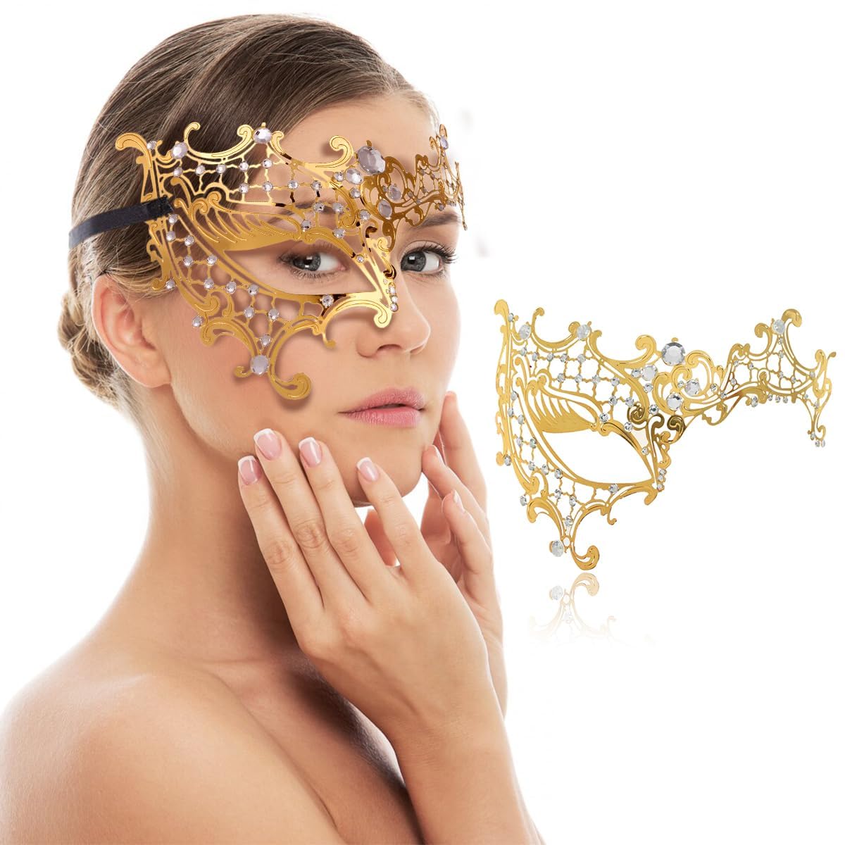 NUOGUAYI Máscara Veneciana, Veneciana Mujer Mascarada Carnaval, máscara de metal de halloween, máscara de Mardi Gras, Adecuado Para La Decoración Del Carnaval De Halloween