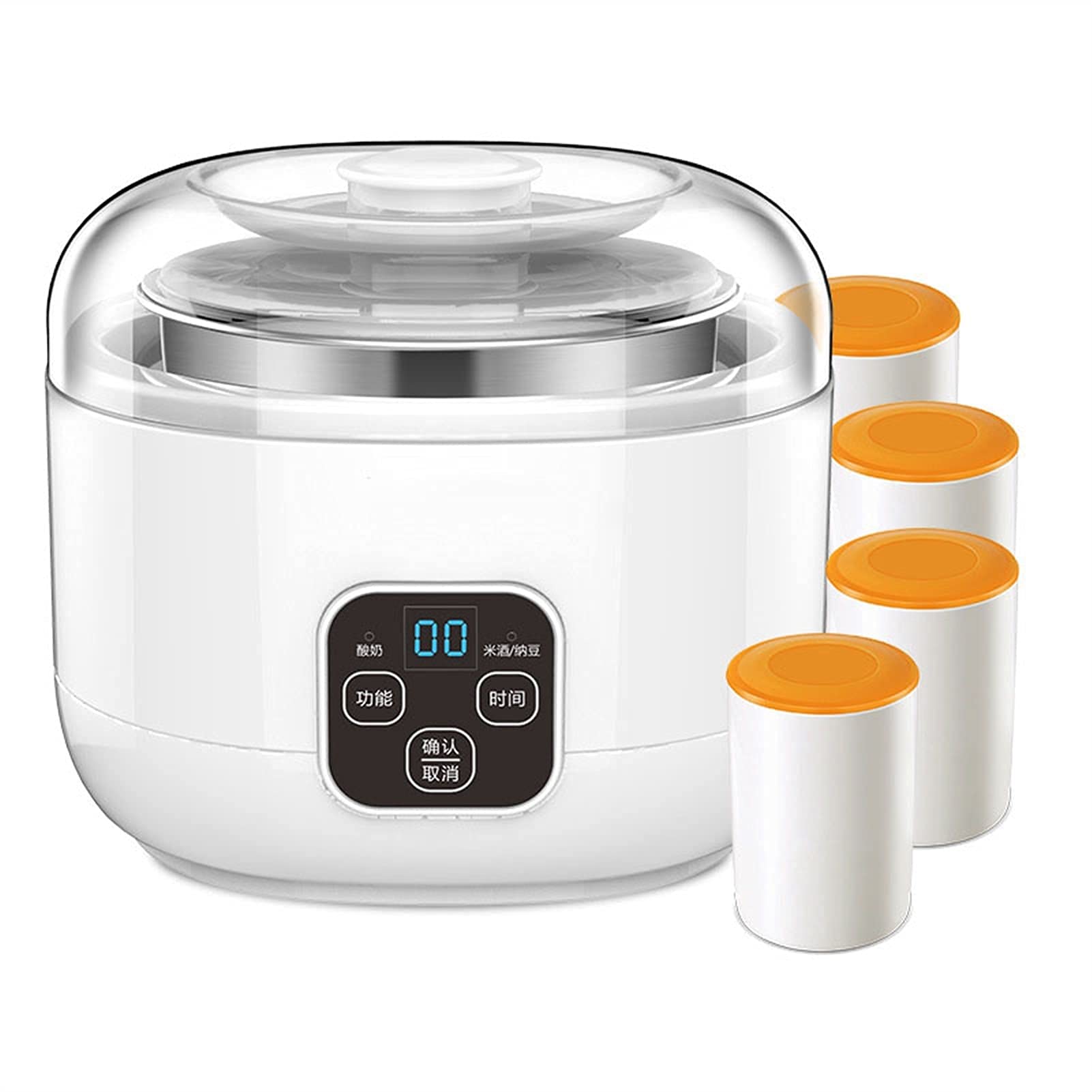 Yoghurtmaker, Kleine Elektrische Yoghurtmaakmachine, 1l Roestvrijstalen Binnenpot, 4 Keramische Portiebekers, Met Constante Temperatuurregeling En Timer, Natto Maker Rijstwijnmaker, Voor Thuis Yoghurtmaker, Kleine Elektrische Yoghurtmaakmachine, 1l Roestvrijstalen Binnenpot, 4 Keramische Portiebekers, Met Constante Temperatuurregeling En Timer, Natto Maker Rijstwijnmaker, Voor Thuis