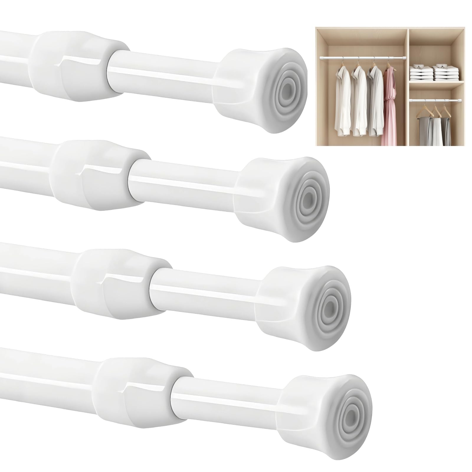 4 Pack 30-50 cm Tension Rods, No Drill Spring Extendable Curtain Poles
