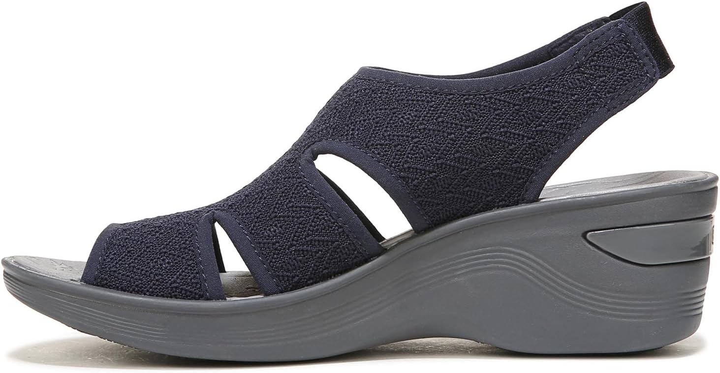 BZees Womens Daytona Slip-On Wedge Sandal Navy Blazer 6 M