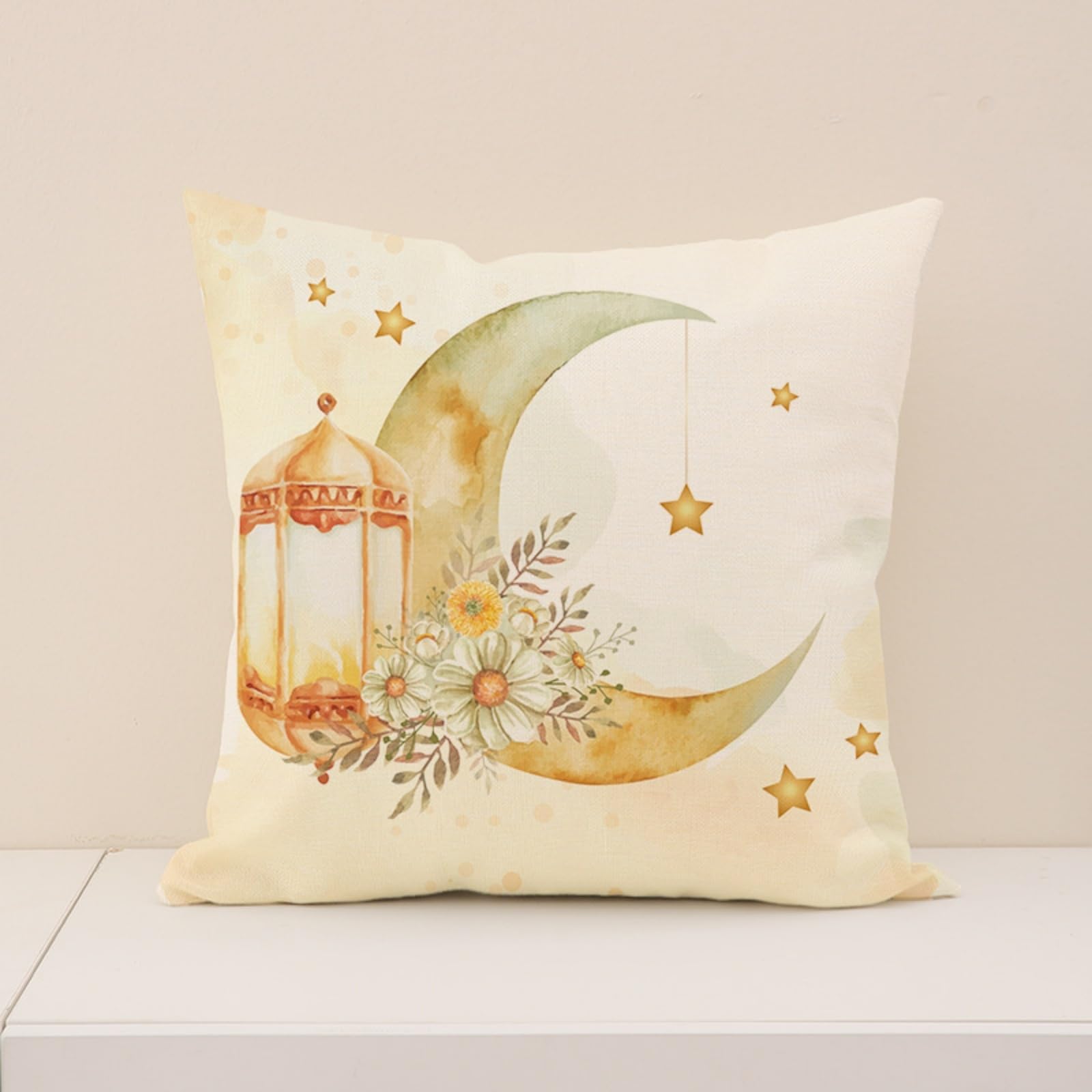 Cushion Covers 40cm x 40cm Yellow Plants Sofa Cushion Cover Linen with Invisible Zippers,Throw Pillow Covers for Bedroom Home Decor