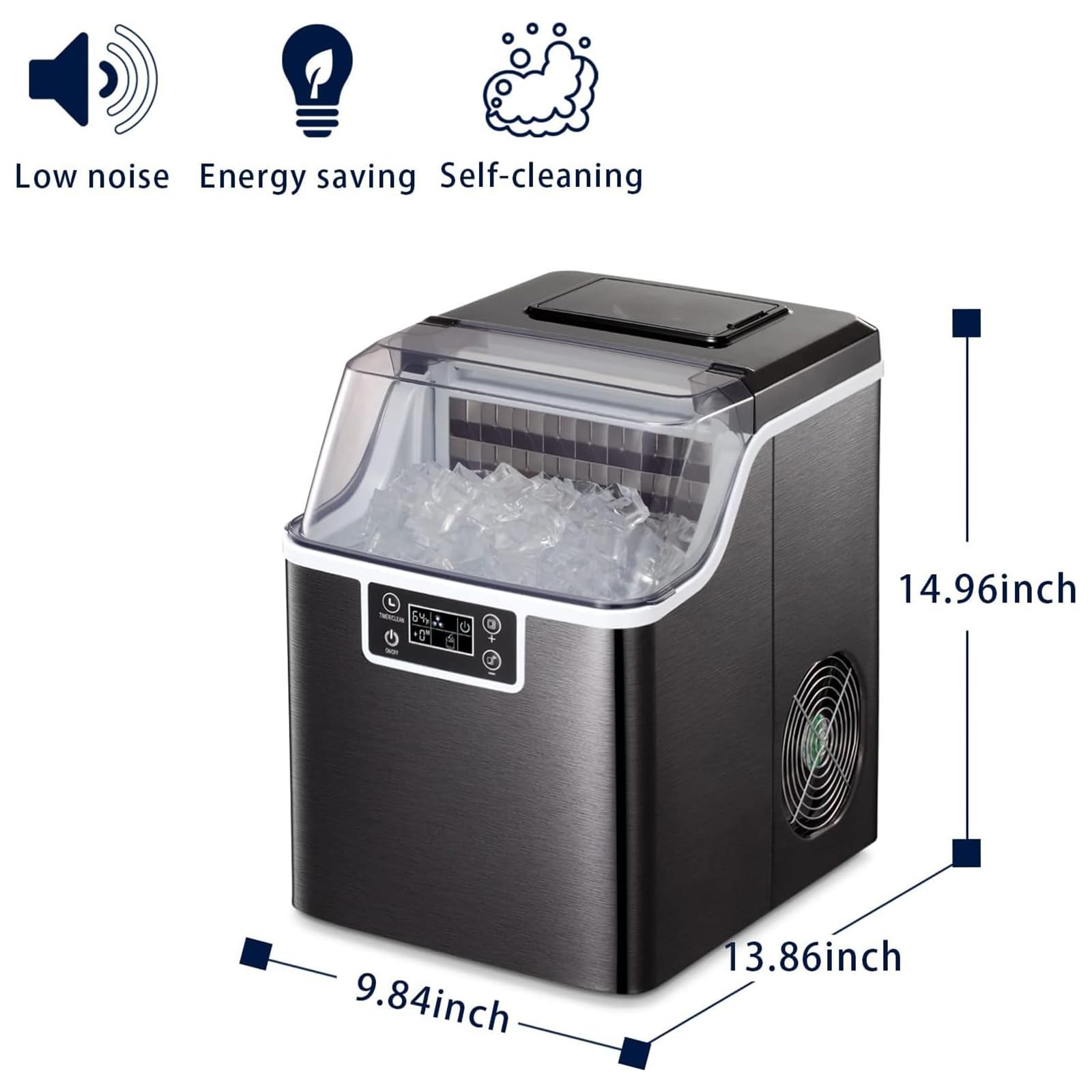 Countertop Ice Maker Machine, Countertop Ice Cube Maker, Pebble Ice Maker Machine With Self-Cleaning, 35kg Of Ice Per Day, Pellet Ice Maker For Home/Office/Bar/Party on Fridge.com - View 5