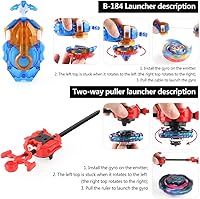 Vista 2 de Burst Gyro Blade Set - 12 Spinning Tops, 2 Launchers, Metal Fusion Combat Game in Portable Storage Box for Kids, Children, Boys Ages 6+ - Battling