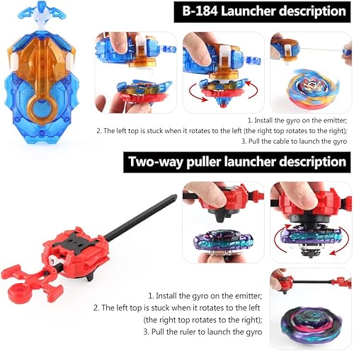 Miniatura 2 de Bey Burst Gyro Blade Set - 12 tapas giratorias, 2 lanzadores, juego de combate de fusión de metal en caja de almacenamiento portátil para niños,