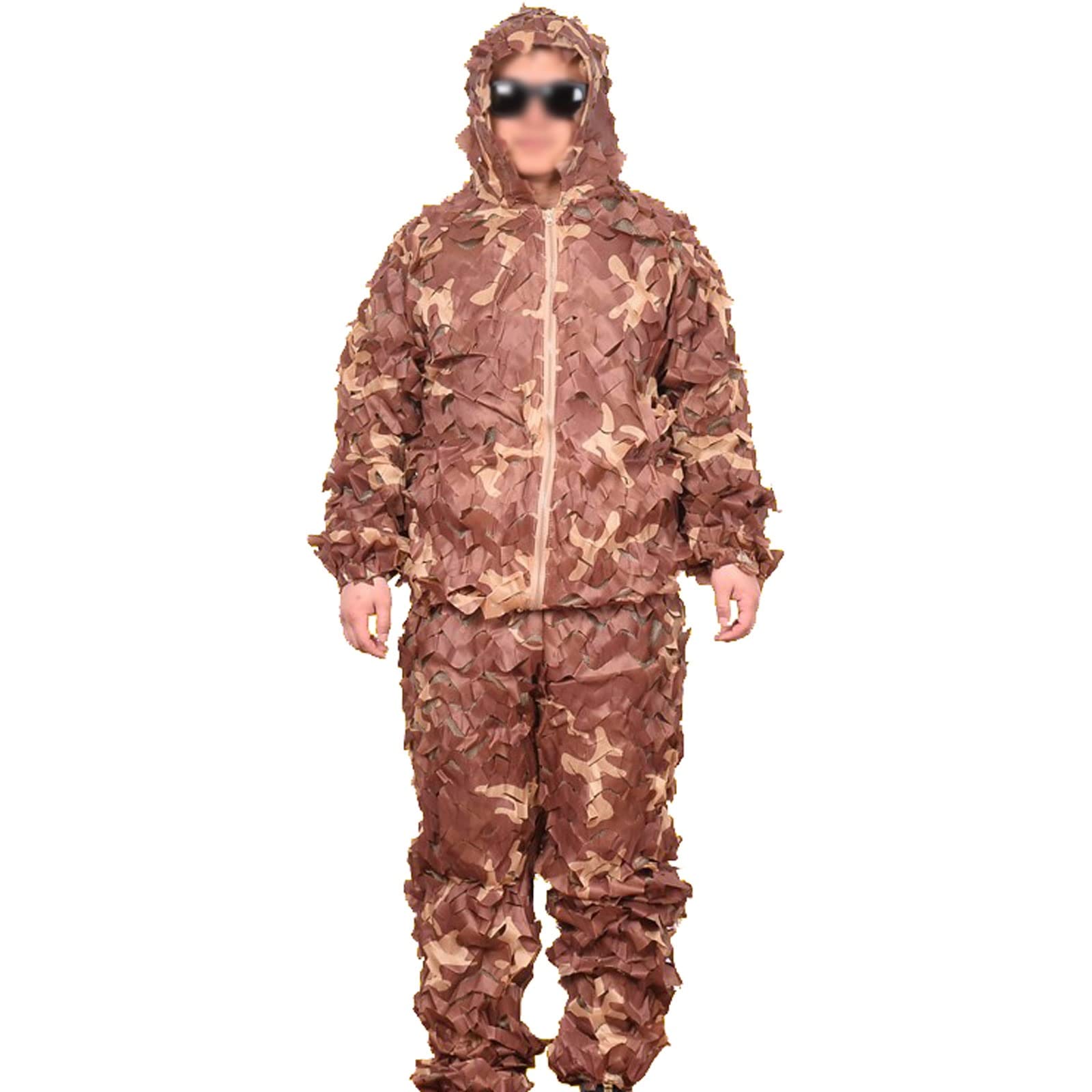 Tenue Camouflée Chasse,Tenue Camouflage Chasse XXL Manteau De Sniper Vêtements De Camouflage avec Capuche Élastique Cerf ChasseLéger,pour La Chasse Photographie De La Faune Homme Femme