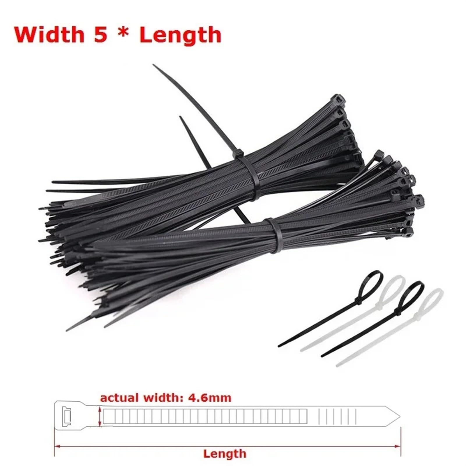 Largeur réelle 4,6 mm * L150 mm-600 mm, attaches de câble en plastique autobloquantes en Nylon, attaches à fermeture éclair en plastique (Color : WHITE, Size : 5x550mm)