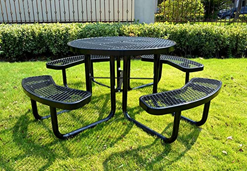 Lifeyard 46" Steel Round Picnic Table,Expanded, Metal Outdoor Table,(Black) #TOP2