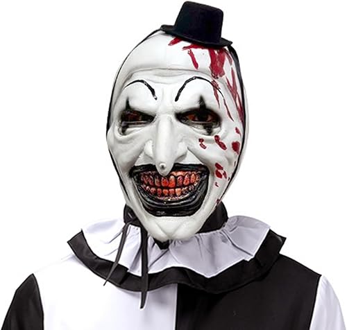 Máscara de payaso de arte del payaso, máscara de payaso asesino de miedo ideal para cosplay, perfecta para escenas espeluznantes de Halloween,