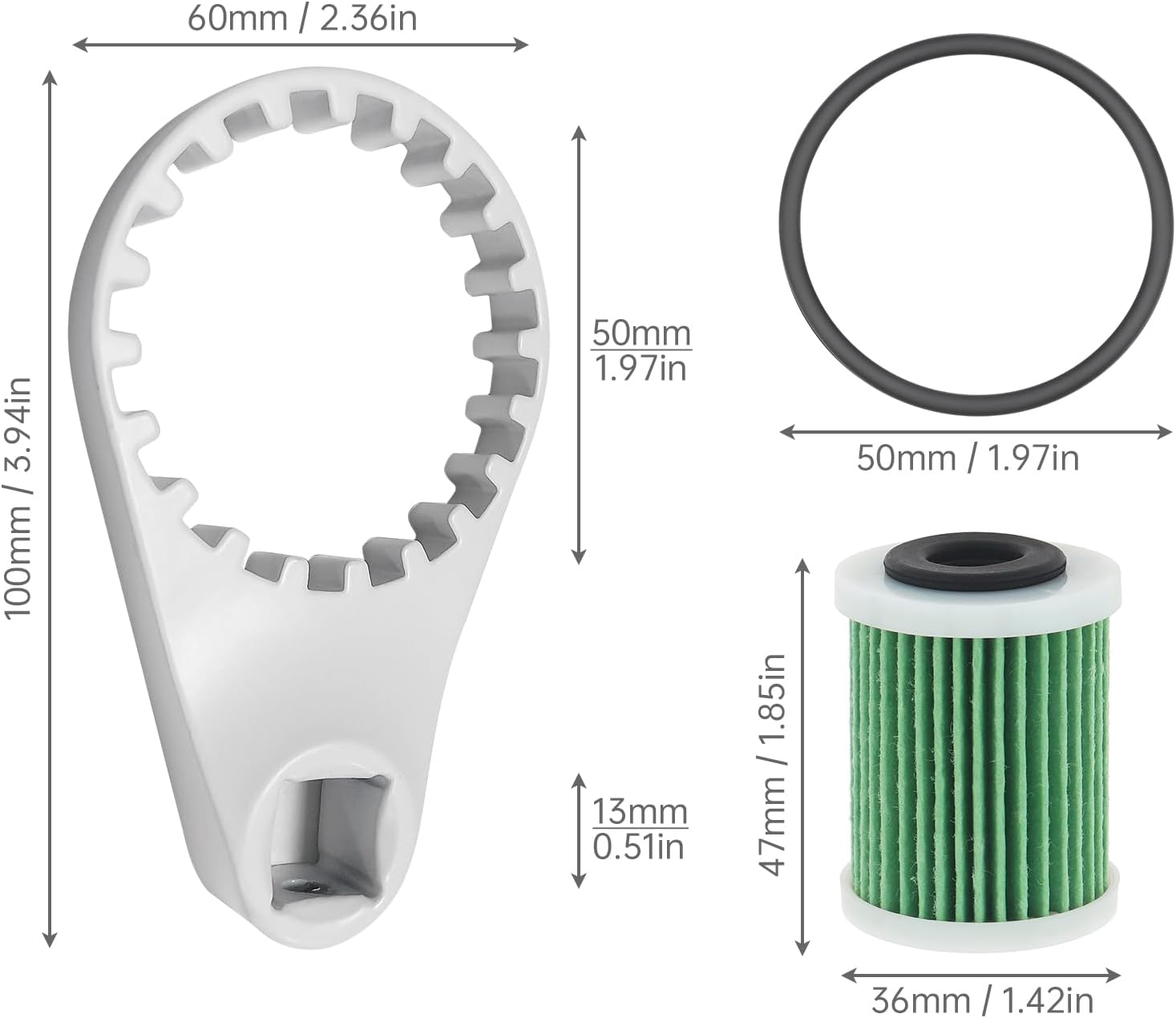 Windance Replace 6P3-WS24A-01-00 6P3-24563-00-00 6P3-24563-01-00 Fuel Filter Element Fit for Yamaha VZ150 VZ175 VZ200 F150 LF150 VF200 F200 VF225 F225 VF250 F250 to Current with O-ring, Wrench