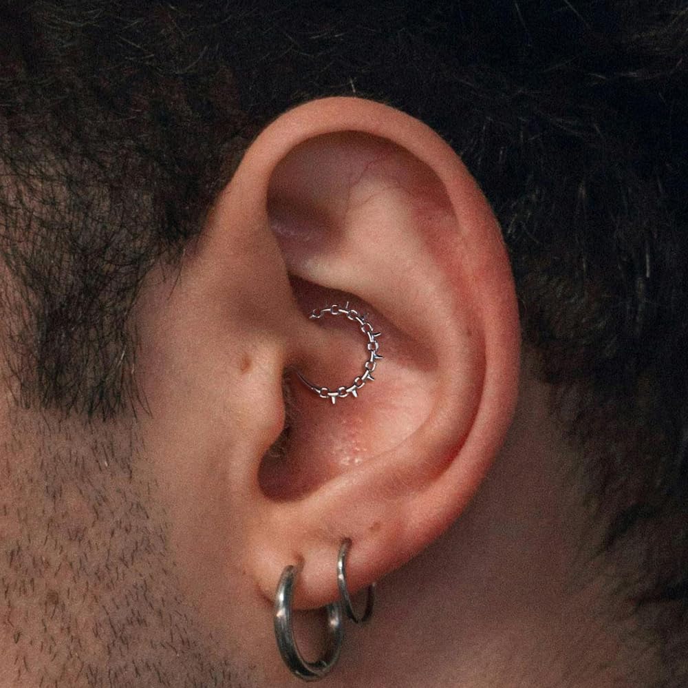 1pc Titanium Nose Rings Hoop 16G Multi-pointed Nose Ring Diameter 8mm/10mm Cartilage Helix Daith Rook Earring Hinged ASTM F136 Septum rings Segment Ring Clicker Piercing Silver-Gold-Black - Image 5