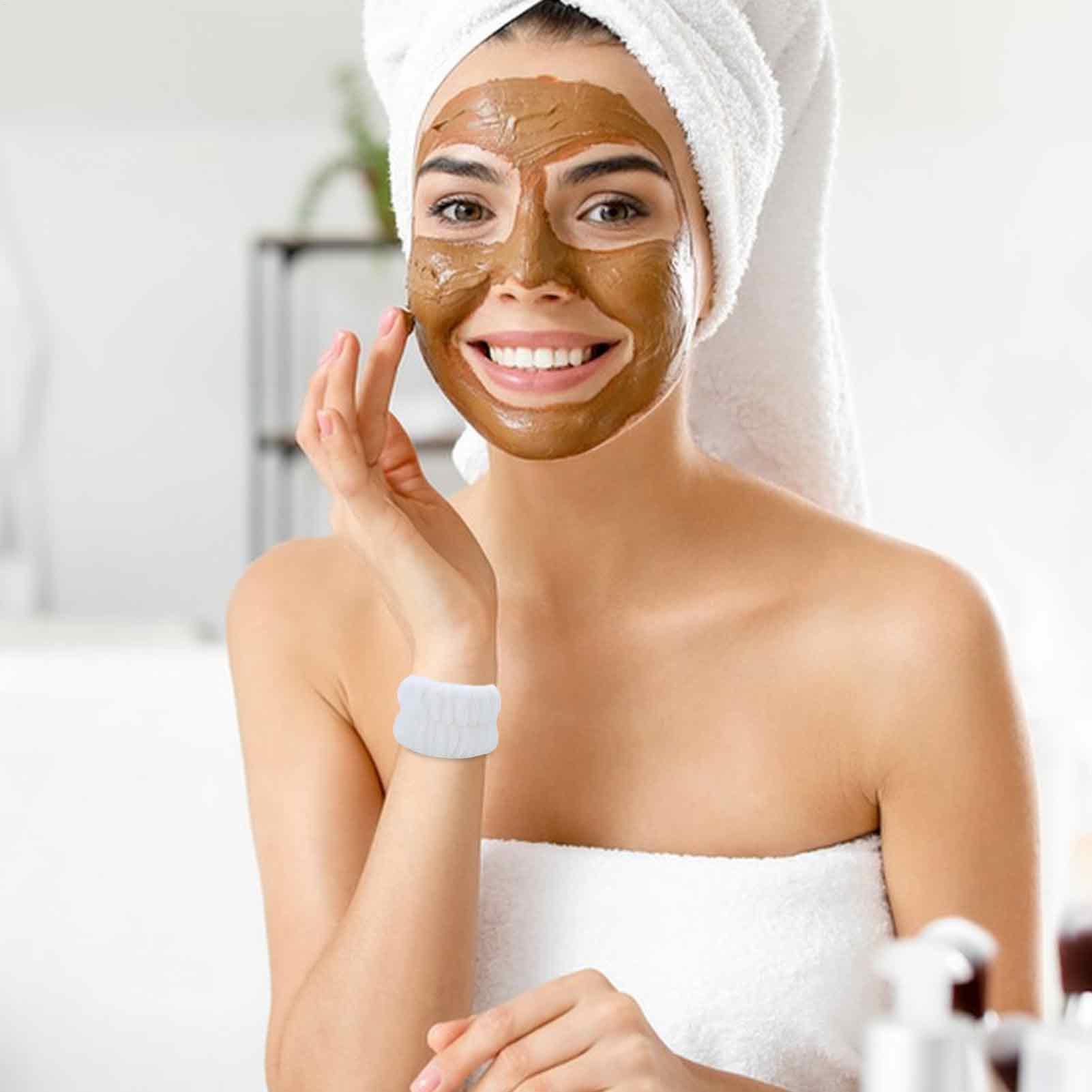 Muñequeras faciales - 4 Piezas de Diademas faciales absorbentes, muñequeras de Limpieza de Microfibra | Gomas para muñecas para prevenir derrames de líquidos