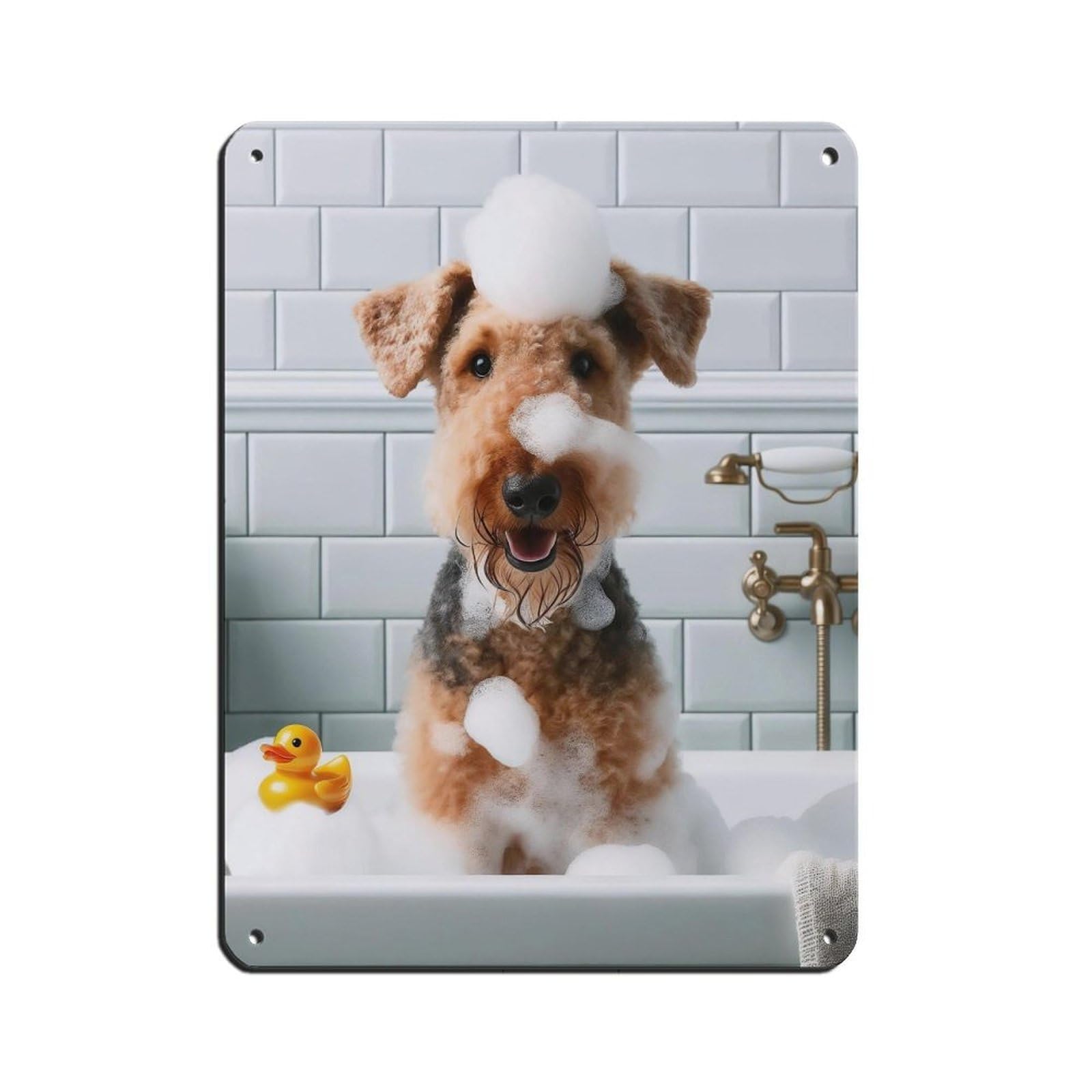 Airedale Terrier,Funny Bathroom Decor Tin Sign Vintage Metal Pub Club Cafe Bar Home Wall Art Decoration Poster Retro 12x16inch(30x40cm)