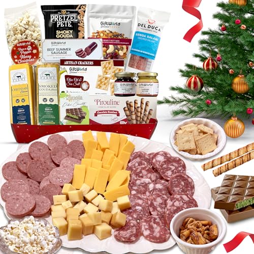 Christmas Gift Basket, Meat and Cheese Gift Baskets for Men and W...