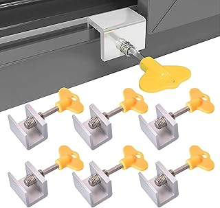 6 PCS Window Locks for Sliding Windows With key,Sliding Window Locks Stop Aluminum Alloy Window Door Frame Security Lock,Anti Theft Protection Window Lock Limiter