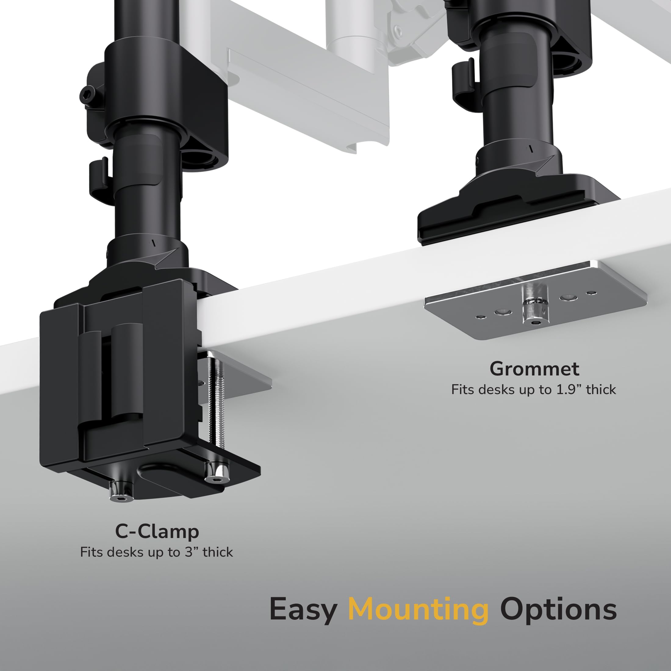 Mount-It! Ultrawide uchwyt biurkowy na monitor, pojedynczy uchwyt na monitor do ciężkich monitorów do 35 cali i 15 kg, kompatybilny z VESA 100, 200 mm, ramię sprężynowe z regulacją wysokości, 2 x USB