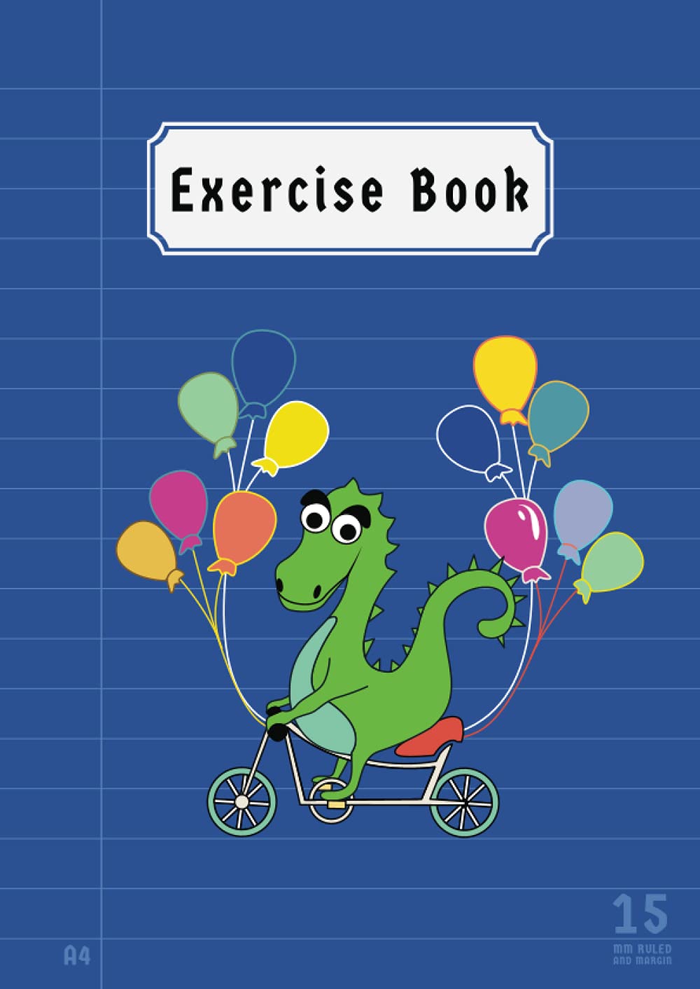 A4 15mm Ruled Exercise Book and Margin: 15 mm Wide Lined Back to School Notebooks for Boys Kids with Big Lines for Primary KS1 Class Records & Lesson | Blue