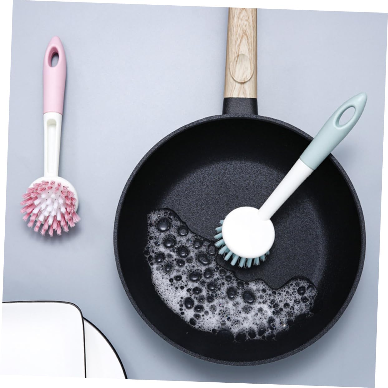 Beavorty 4 Juegos De Cepillos para Limpiar Platos con Mango Cepillo para Fregar Platos De Cocina Potente Poder De Limpieza Multiusos para Sartén Y Fregadero 2 Unidades X 4