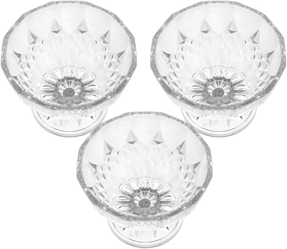 3pcs 180ml Mousse Dessert Cup Wine Glass Plastic Cake Jelly Pudding Cups Ice Cream Snacks Fruits Salad Serving Bowl Party