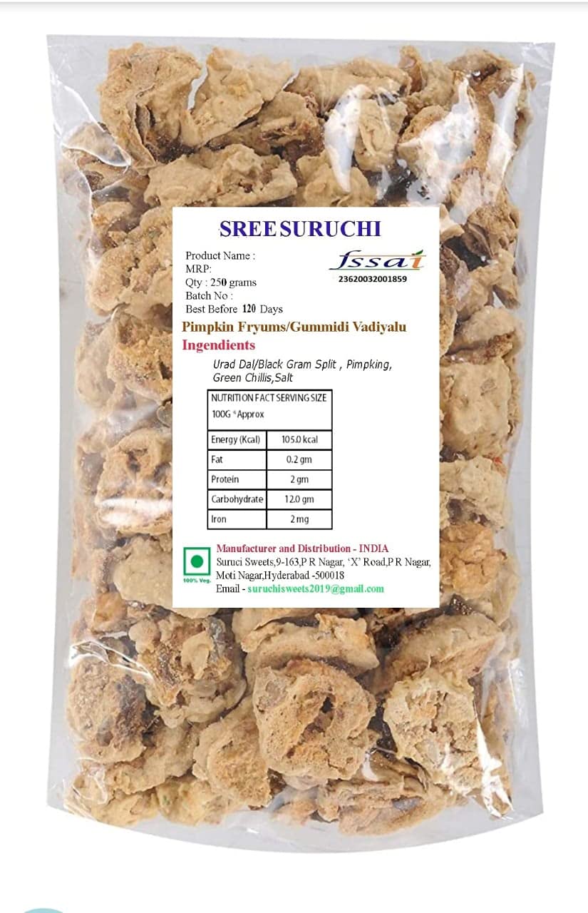 Pimpkin Fryums/Gummidi Vadiyalu - 250 gram (B09F3H6GX3) Amazon Price History, Amazon Price Tracker