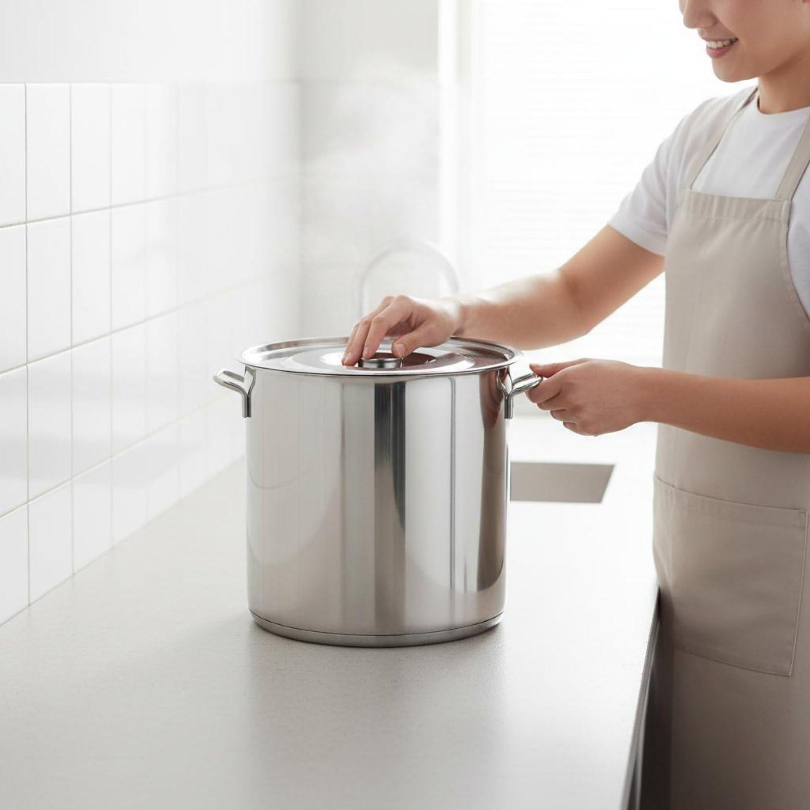 MagiDeal Recipiente Comercial para Cocina Sopera de Acero Inoxidable Resistente al Óxido y con Fondo Grueso Diseñada para Preparar Cantidades Apta para, Diámetro 30cm Altura 30cm 20L