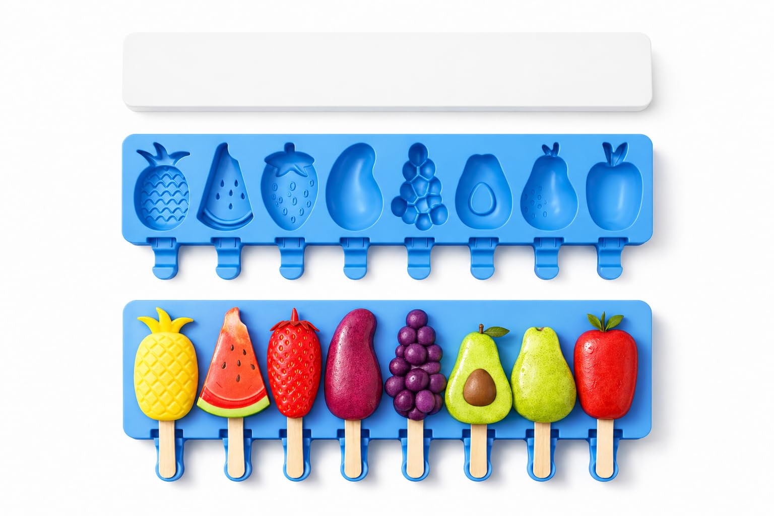Molde Premium de Silicona para Helados – 8 cavidades para Helados Caseros | Reutilizable | Fácil de Desmoldar y Limpiar | Ideal para Niños | Libre de BPA (Animales) | Incluye Ebook QR con Recetas — view 8