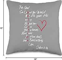 Vista 4 de Christian Valentines Day Apparel and Designs John 3 - Almohada de San Valentín para el Día Cristiano, 16 x 16 pulgadas, multicolor