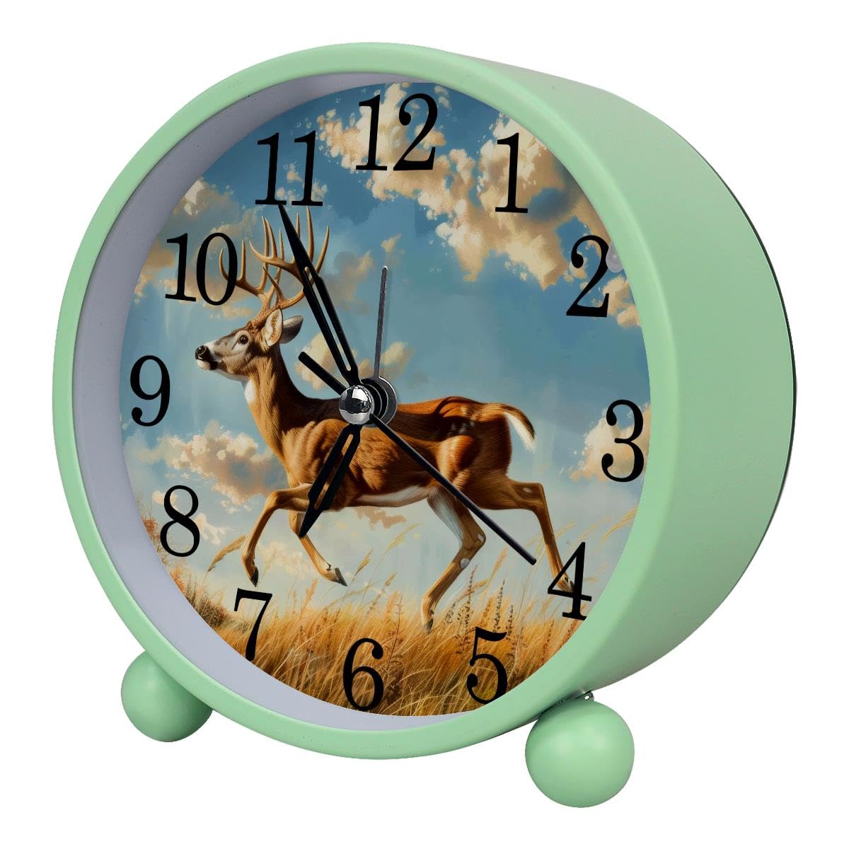 Luoweisi Alarm Clock Deer Meadow, Silent Non-Ticking with Night Light