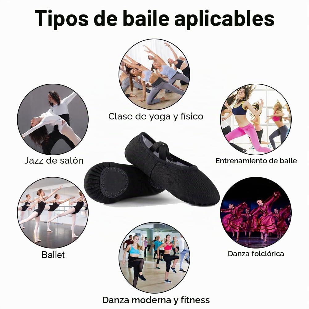 flintronic Zapatillas de Ballet, Suela Partida de Cuero Calzado de Danza, Zapatillas de Ballet Canvas Dance Zapatos Split, Transpirable Zapatos de Ballet Zapatillas de Ballet, para Niña y Mujer