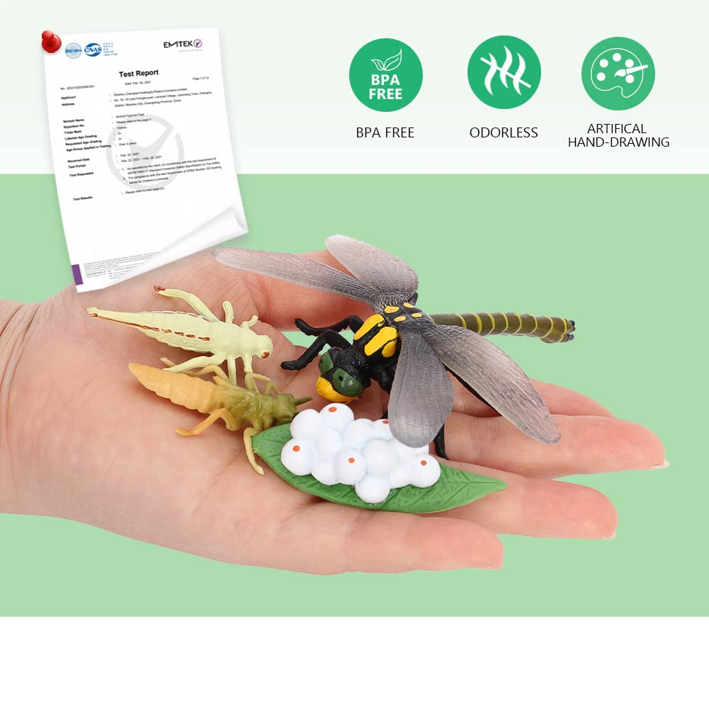 Volnau Tierfiguren-Spielzeug-Set, 16-teilig, Lebenszyklus-Spielzeug, Libelle, Mantis, Ameise, Zikaden, Tierfiguren für Kleinkinder, Kinder, Weihnachten, Geburtstag, Geschenk, Vorschule, pädagogisch