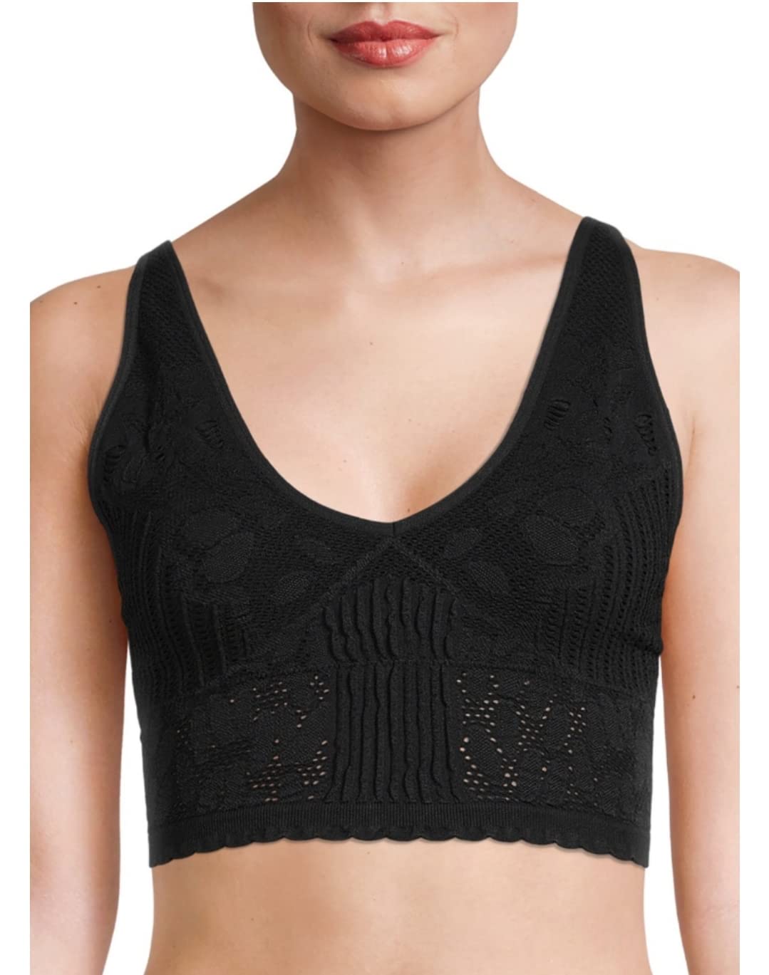GenericNo Boundaries Black Soot Textured V-Neck Longline Cami Bra