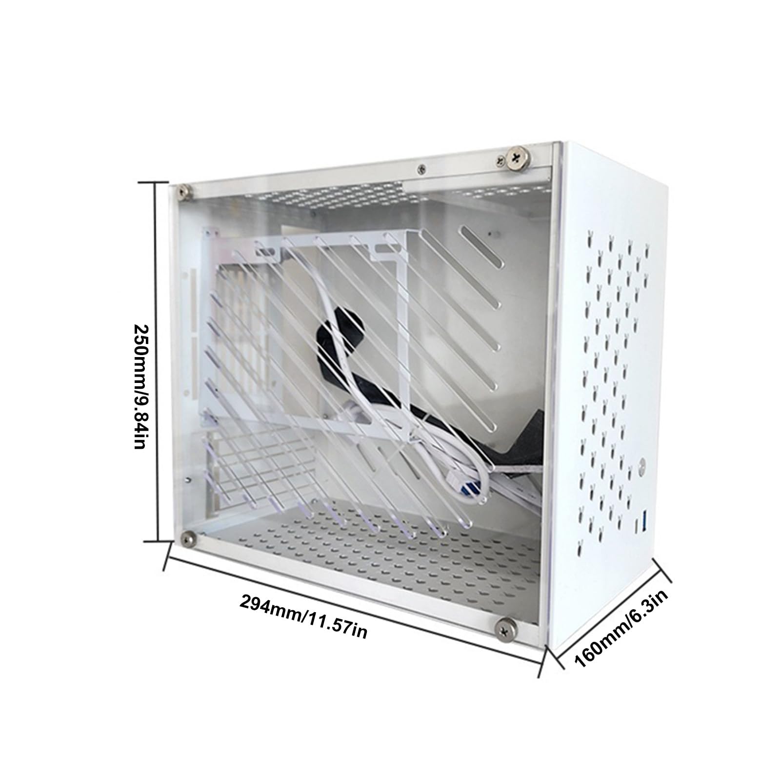 Jiawu Obudowa Komputera F2 M-ATX/ITX, Obudowa Mini PC z obsługą Płyty Głównej MATX/ITX, Procesor Graficzny 280 Mm, Zasilanie ATX/SFX i Wiele Radiatorów, 11,57 X 9,84 X 6,30 Cala