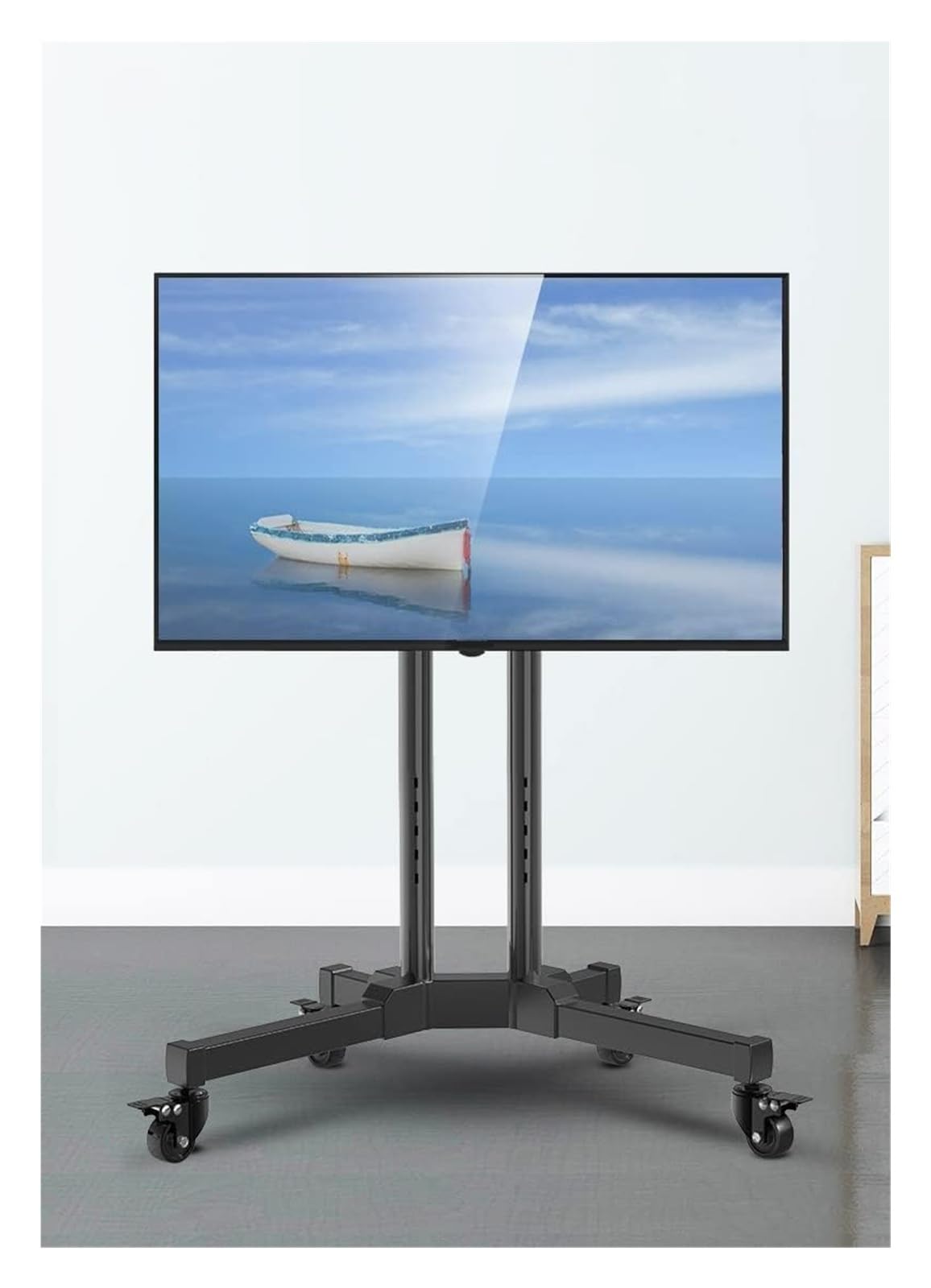 Wózek pod telewizor na kółkach z regulacją wysokościPrzenośny stojak pod telewizor na kółkach do salonu i sypialniWytrzymały stojak pod telewizor ze schowkiem na telewizory 32-65-calowe Łatwy montaż