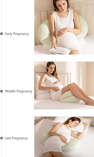 Miniatura 2 de PUREPLAY Almohadas de embarazo para dormir, almohada de maternidad para mujeres embarazadas con funda de almohada desmontable y ajustable, soporte