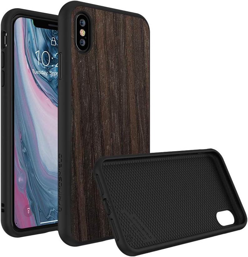 RhinoShield Case Compatible with [iPhone Xs]  SolidSuit - by Shock Absorbent Slim Design Protective Cover with Premium Matte Finish [3.5M / 11ft Drop Protection] - Black Oak