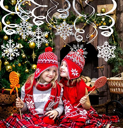 Christmas Snowflake Hanging Swirls Decorations - Snow Birthday Party Decoration Winter Wonderland/Xmas/Holiday Birthday Party Supplies Decor(30 Packs) #TOP4