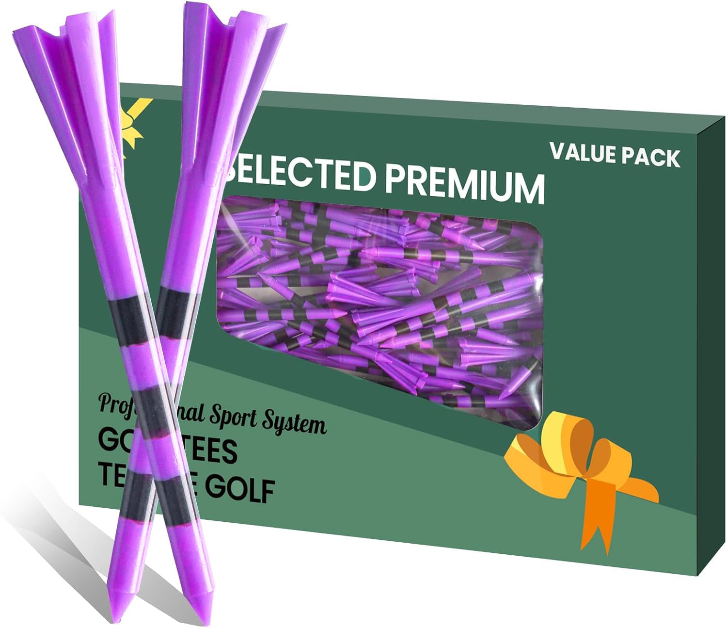 Golf Tees Plastic 3 1/4 2 3/4 inch Unbreakable 20 50 100 Pack, Bulk Long Stronger Upgrade More Durable Stable Reduce Friction Side Spin Tee Pink Pouple Gift for Men Women (20Pcs 2 3/4 inch, Pouple)