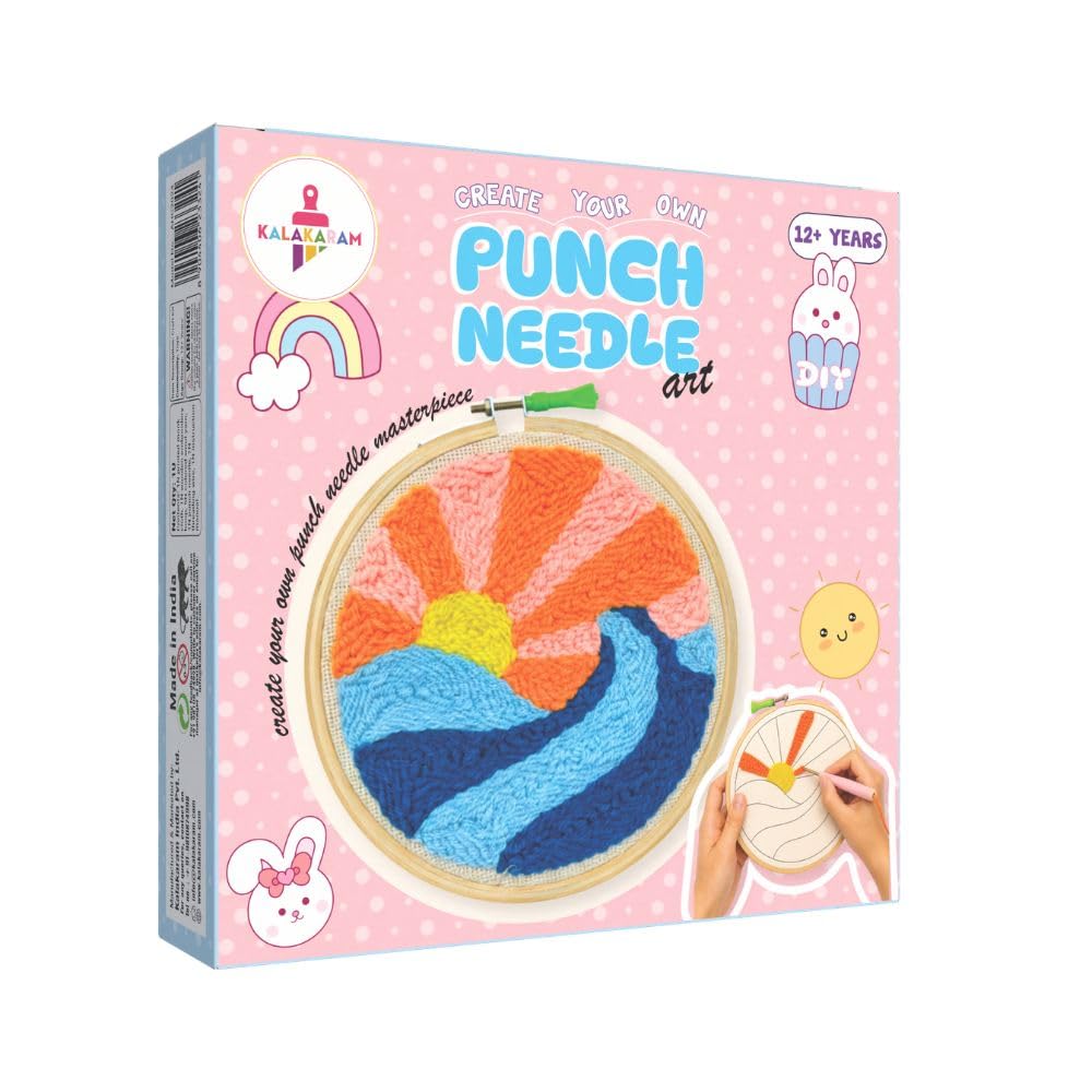 Kalakram Punch Needle Kit for Beginners | DIY Embroidery Set with Printed Fabric Craft for Kids & Adults | Handcraft, Art, Needlework & Creative Hobby Gift Kit for DIY Crafts-image-32
