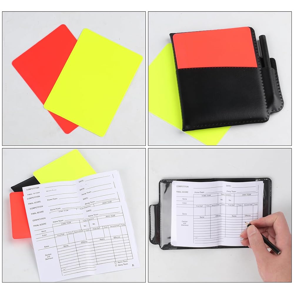 Juego de cartas de árbitro, kit de cuaderno de árbitro deportivo, tarjeta roja amarilla y bolsa de árbitro para fútbol