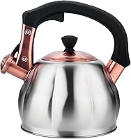 Vista 1 de Stainless Steel Tea Kettle for Stove Top Teakettles Stovetop Whistling with Heat Proof Ergonomic Handle 2.5 Quart