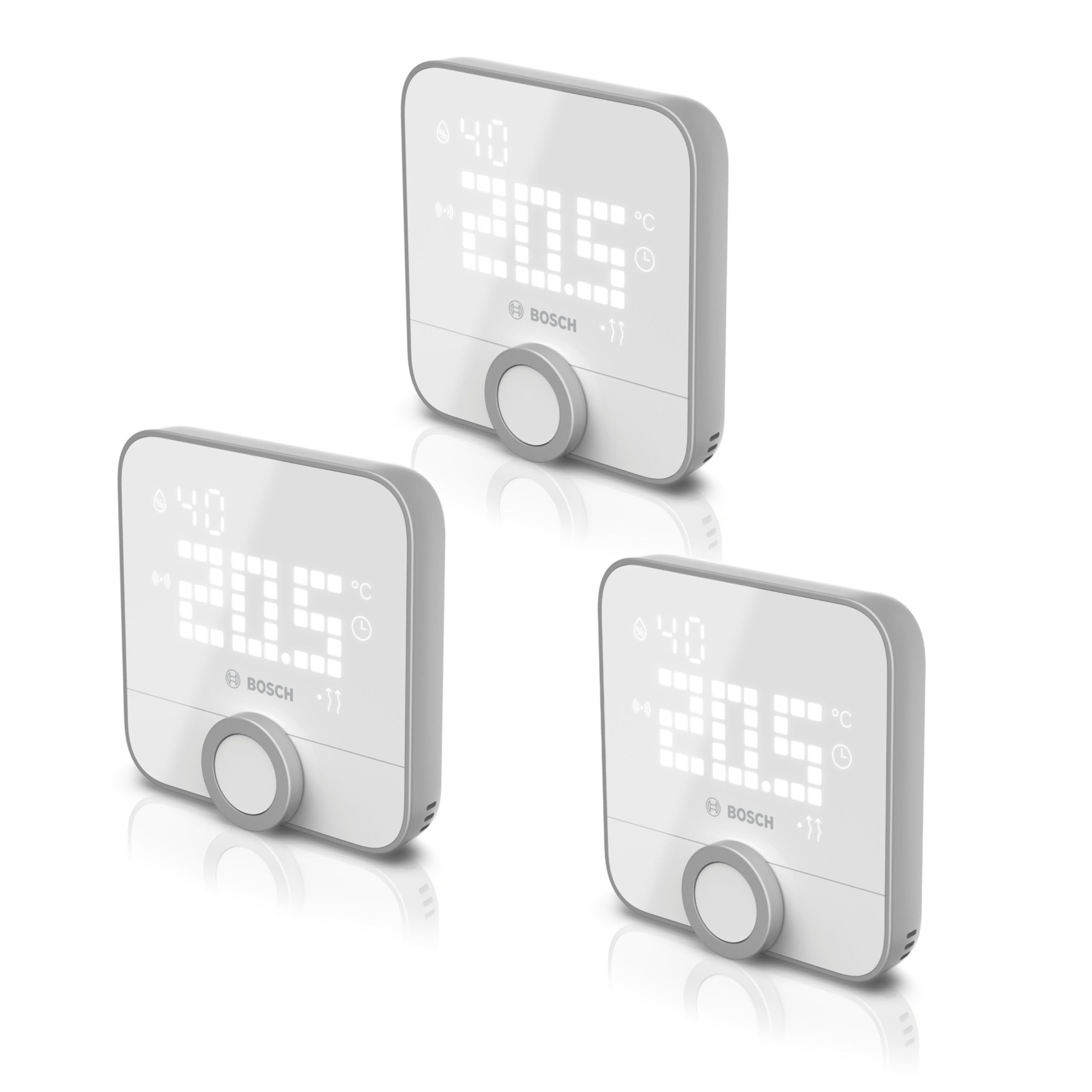 Termostato ambiente II Bosch Smart Home per sistemi di riscaldamento cablati, 230 V, compatibile con Google Assistant e Alexa, set da 3 pezzi