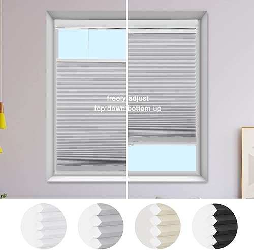 Miniatura 3 de MYshade Persianas sin cordones con diseño de panal de abeja, persianas traslúcidas para ventanas de interior, persianas y persianas celulares