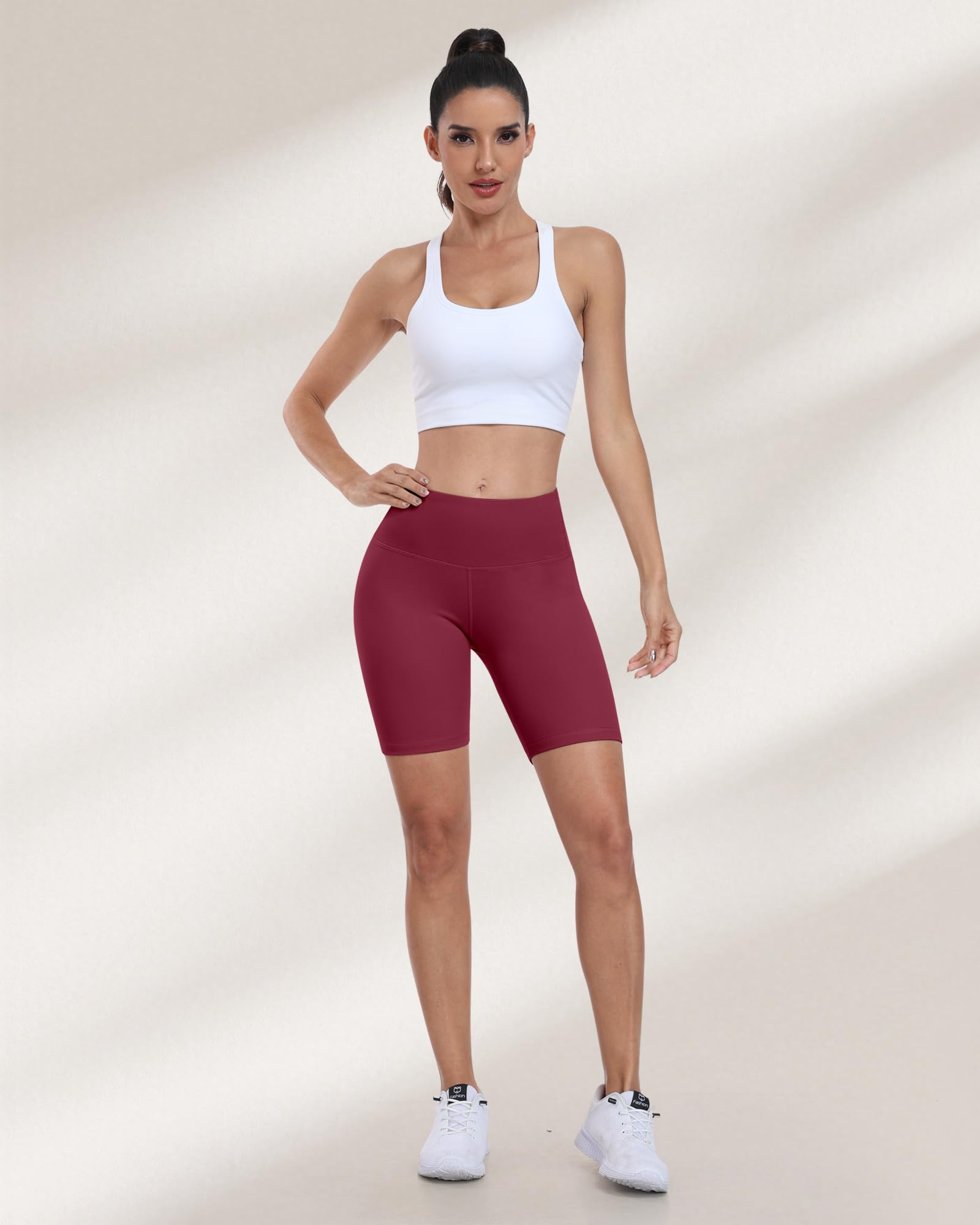 Pantalones cortos de ciclismo para mujer, cintura alta, control de abdomen, suaves, atléticos, gimnasio, yoga — view 2