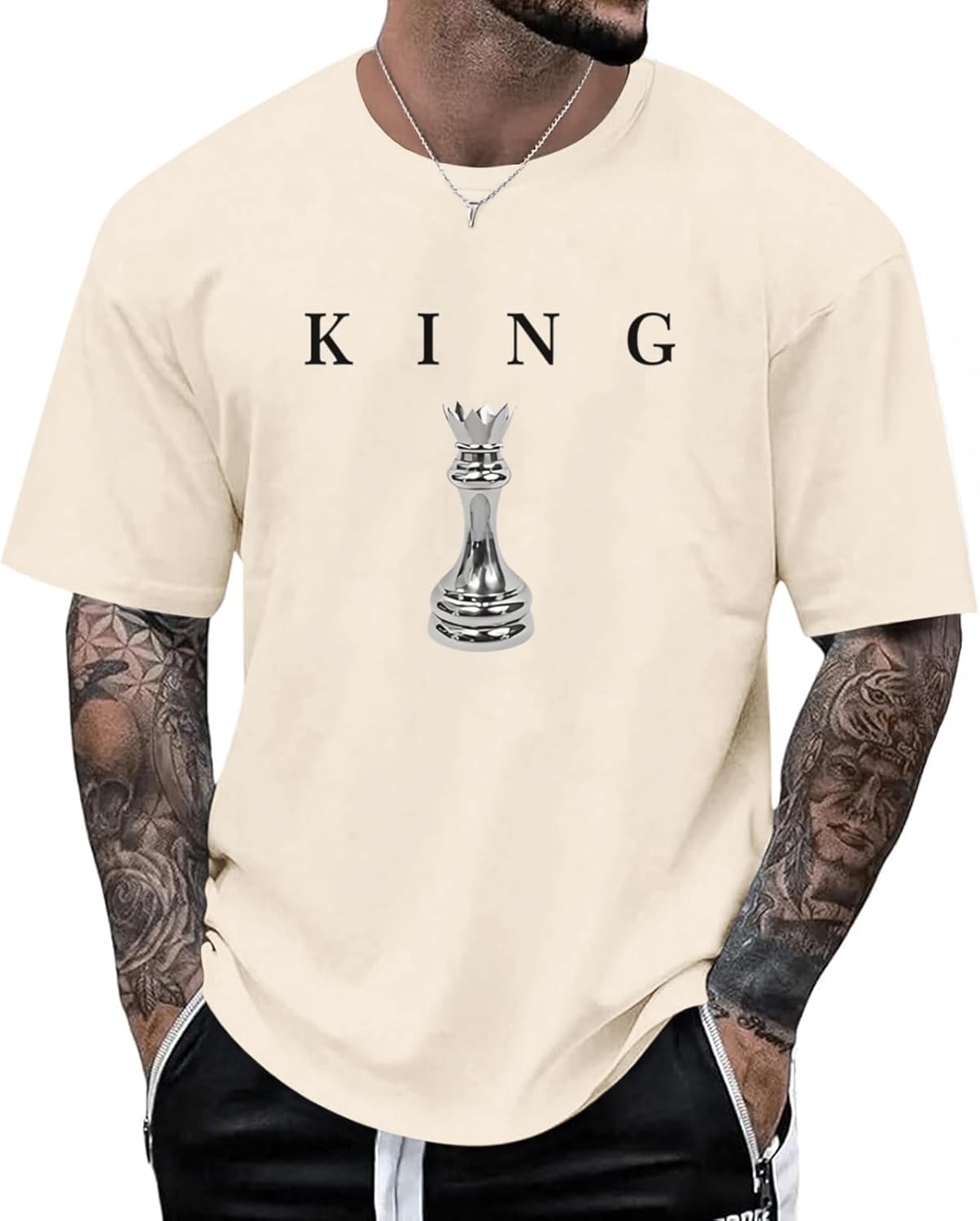 Men's King Chess Shirt Graphic Tees Designer Printed T Shirts for Men Urban Letter T-Shirt Streetwear