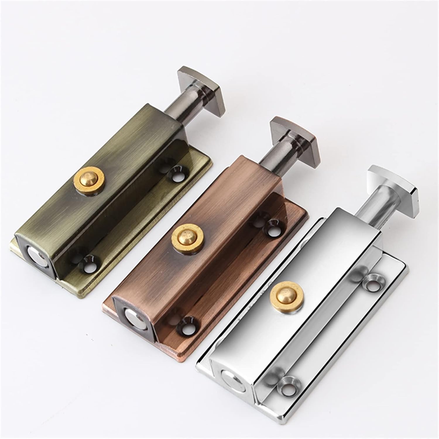 Sliding bolt door latch, Door Automatic Spring Latch Lock Multicolor 3-4 inches(Red Copper,3 in)